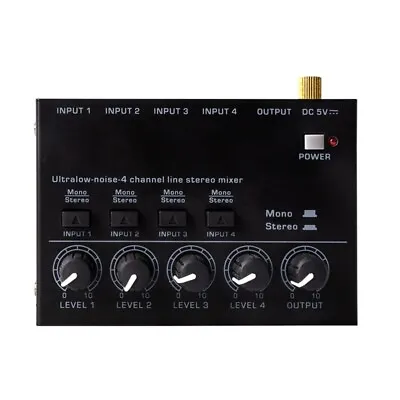 Ultra Low Noise 4Channel Line Mixer Stereo Mixer DJ Mixer Small Mixer • £21.66