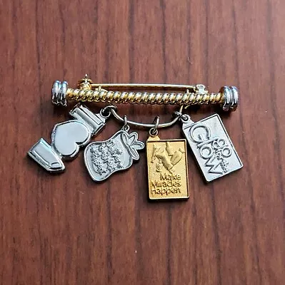 Mary Kay Consultant 2004-05 Brooch Lapel Charm Holder Gold Silver Tone 4 Charms • $15