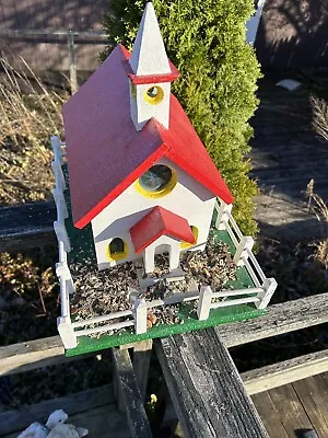 Rare Vintage BirdHouse Feeder Church For Mounting/Not Hanging. 17”x 15”x 12” • $125