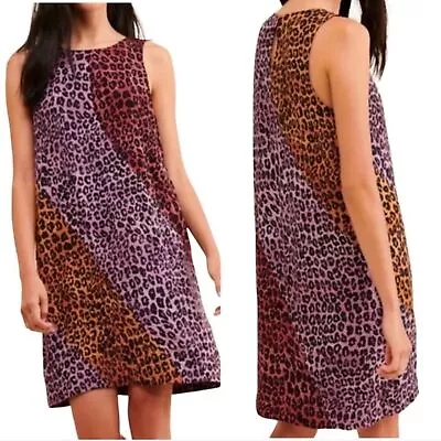 Anthropologie Maeve Wynn Tunic Shift Dress Colorblock  Leopard Medium Petite • $28
