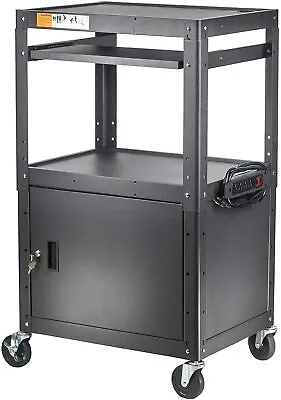 Steel AV Cart With Keyboard Tray And Locking Cabinet - Holds Up To 300 Lbs • $259.99