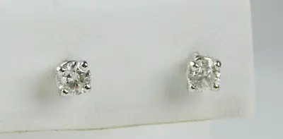 14 Kt White Gold Pair Of ≈4.5 Mm Diamond Stud Pierced Prong Earrings B6714 • $674