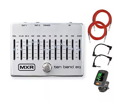 MXR M108S 10 Band EQ Effects Pedal Bundle With 2 Instrument Cables 2 Patch C... • $193.74