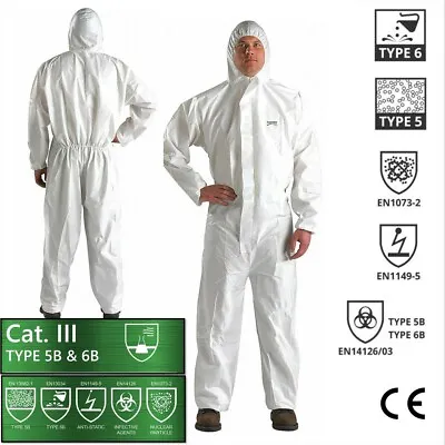 £44.99 • Buy Type 5/6 Microporous Coveralls Overalls Hood Painters Protective Boiler Suit 5B