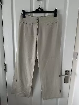 M & S Woman Wide Leg Linen Trousers 12 • £8