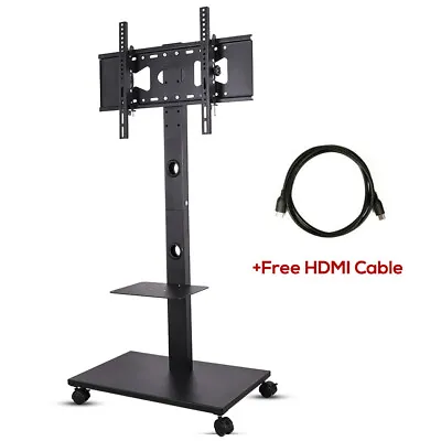 £56.91 • Buy For 32-70  Mobile TV Stand Mount Swivel Bracket Trolley+ HD Cable Floating Shelf
