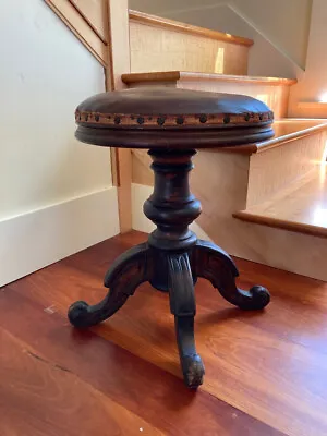$125 • Buy Antique Victorian Piano/Artist Stool Adjustable Height Wood And Steel