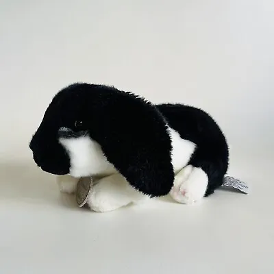 Russ Berrie Yomiko Classics Lop Ear Bunny Rabbit Black And White Soft Toy Cuddly • £12.50