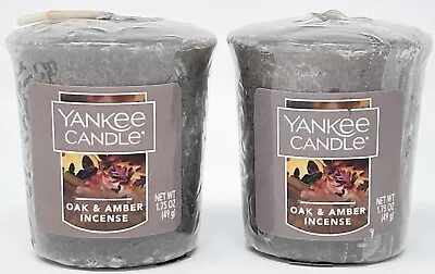 Lot Of 2 Yankee Candle OAK & AMBER INCENSE Samer Votives 1.75oz RETIRED HTF • $14.99