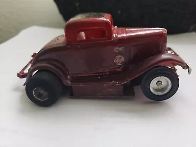 Vintage Brass Red 32 Ford Hot Rod Slot Car 1/32 Runs Super Good 12v Big Tires. • $29.50