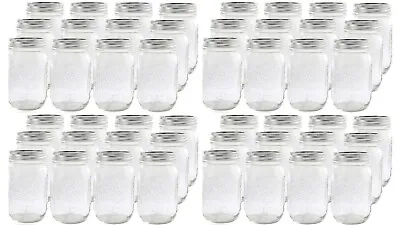 Lot Of 48 Mason Jars - 16oz Regular Mouth Glass Canning Jars W/ Lids & Bands • $59.99