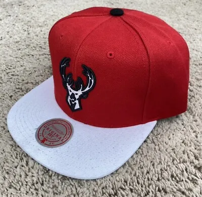 Milwaukee Bucks Mitchell & Ness Hat Cardinal Red 2 Tone Adjustable Snapback Cap • $20.37