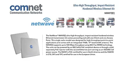 Comnet NWK9 Netwave Hardened Wireless Ethernet Kit Client+ Access Point To Point • $1079.99