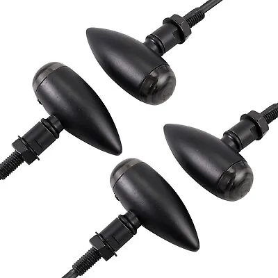 4X Black Motorcycle Turn Signal Lights Mini Bullet Blinker Amber Indicator Light • $18.95