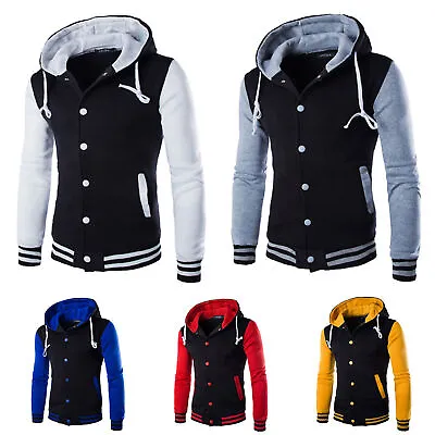 £19.99 • Buy Men Hoodie Hooded Baseball Varsity College Jacket Coat Winter Sweatshirt Outwear