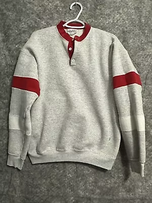 Vintage Velva Sheen Mens Sweater Large Gray Rainbow Tag USA Fleece Sweatshirt • $29.87