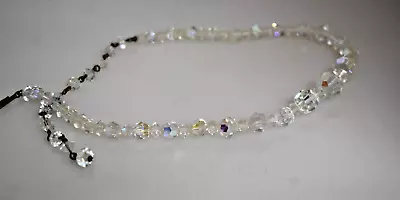 Vtg Faceted Clear AB Crystal Graduated Beads Single Strand Choker Necklace 16  • $25