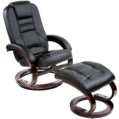 £199.99 • Buy TV Armchair With Stool Footrest Synthetic Leather Furniture Living Room Black