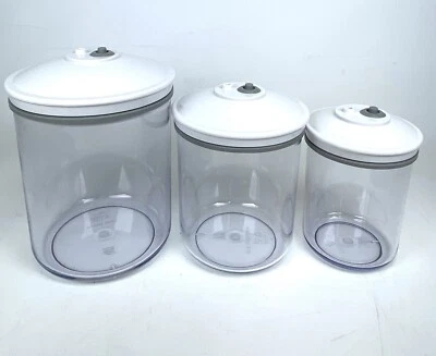 $44.88 • Buy Lot 3 Food Saver SNAIL Vacuum Sealer Canister Containers Nesting 80 50 25oz Lids