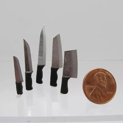 Dollhouse Miniature Metal Kitchen Knife Set Of 5 G6618 • $10.07