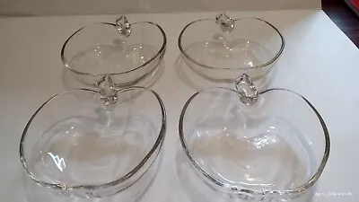 Set Of 4 Clear Glass Apple Shaped Dishes • $16