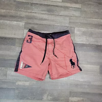 Vintage Polo Ralph Lauren Swim Trunks Big Pony Logo Shorts Red Men's Sz. L • $16