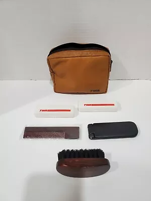 Vintage Twa First Class Amenity Toiletry Travel Bag Kit with Accessories Brown • $13.99