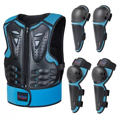 KANVIKAM Kids Motorcycle Armor Suit Chest Spine Back Protector With Knee Eblo... • $69.31