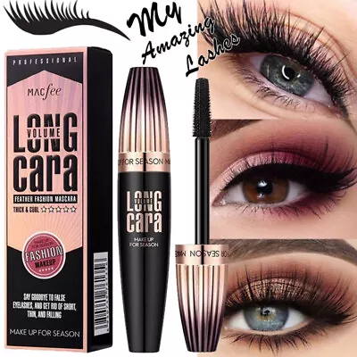 Black 4D Silk Fiber False Lash Mascara Waterproof Eyelash Extension Volume ~ • $7.55