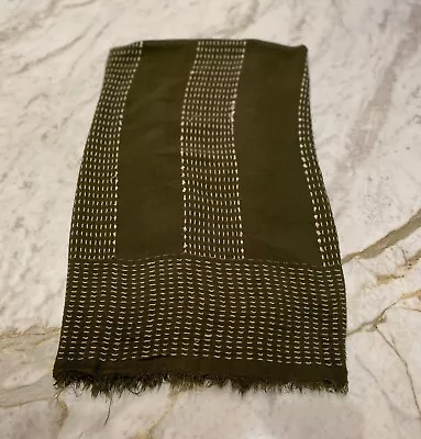 Anna & Ava Lightweight Square Fringe Scarf Olive Green Silver Sequin • $6.99