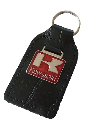 Kawasaki Motorcycle Black Leather  Keyring / Key Chain • £9.50