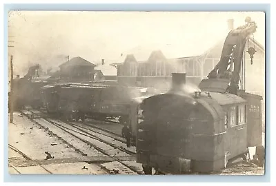 March 1913 B&0 Railroad Locomotive Crash Crane Train RPPC Photo Postcard • $19.97