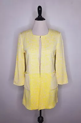 MISOOK Women's Acrylic Blend Knit Jacket Pockets Yellow Size Small Excellent • $40