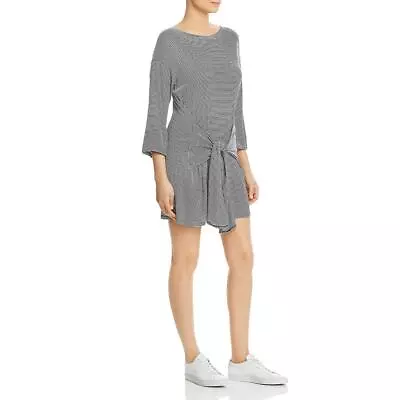 Elan Womens Gray Striped Tie-Front Mini T-Shirt Dress M  4493 • $2.99