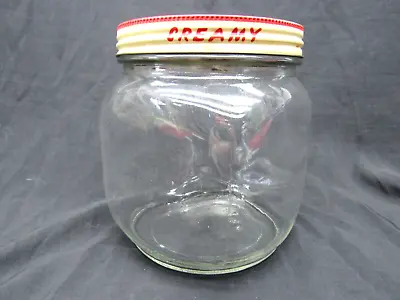 Vintage Creamy Peanut Better Refrigerator Jar Duraglass 1940s 1950s Cannister • $24.99