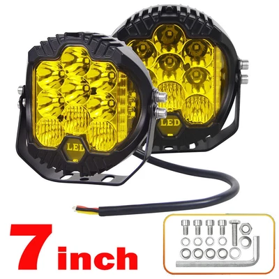 Pair 7 Inch Spot LED Driving Lights Bar Spotlights Offroad 4x4 Black Work Round • $33.10