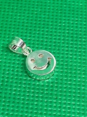 925 STERLING SILVER SOLID Double Sided SMILEY FACE EMOJI CHARM /PENDANT • £9.95