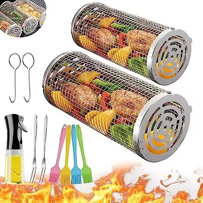 Rolling Grilling Baskets For Outdoor M&L • $31.79