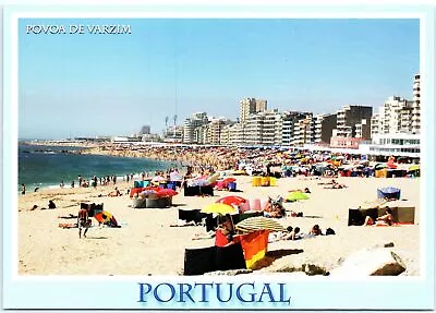 Vintage Continental Size Postcard Beach Scene At Povoa De Varzim In Portugal • $4.99