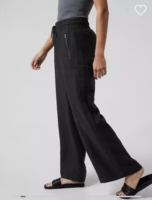 $54.79 • Buy ATHLETA Cabo Linen Wide Leg Pant 10T (MT M TALL) Black Lightweight Summer Pants