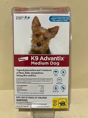 K9 Advantix For Medium Dog 11-20 Lbs. Elanco 2 Doses. • $21.99