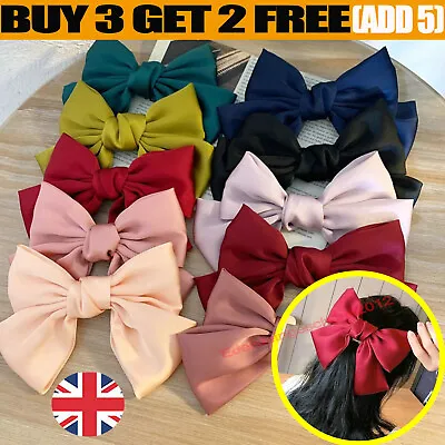 Fashion Ribbon Hairgrips Large Bow Hairpin For Women Girls Hair Accessories Gift • £2.89