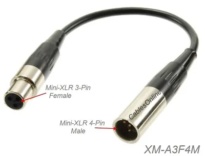6  Mini-XLR 4Pin Male To Mini-XLR 3Pin Female Adapter For AKG Bodypack/Shure Mic • $17.95