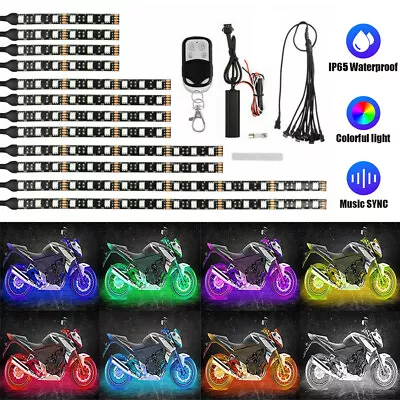 12x Motorcycle RGB LED Neon Under Glow Lights Strip Kit For Honda Suzuki BMW • $25.11