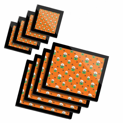 £59.99 • Buy 4x Glass Placemates & Coasters  - Orange Autumn Owl Print Pattern  #45935