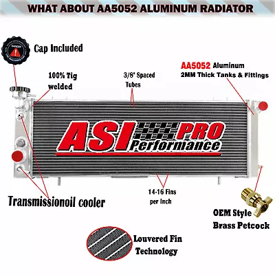 ASI 3ROW Aluminium Radiator For 1991-2001 1992 1993 Jeep Cherokee XJ 4.0L AT MT • $119.95