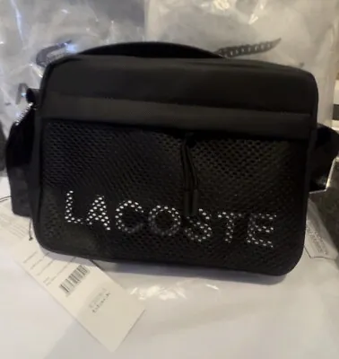 Lacoste Zip Bag Shoulder Side Bag Black • $44