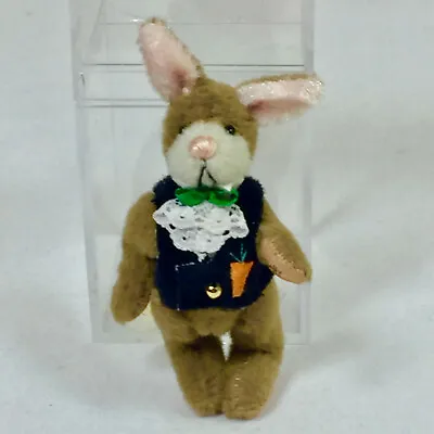1995 Fluffy Bunny Little Gem Teddy Bear Co Dressed 3  Miniature Plush Rabbit  T • $29.97