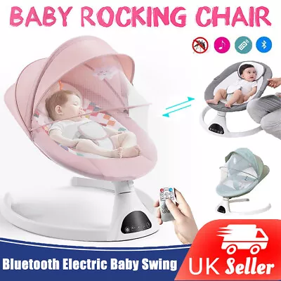 Bluetooth Electric Baby Swing Infant Cradle Bouncer Rocker Chair W/ LED Display • £49.90