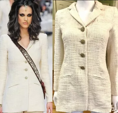 6K New Chanel 2012 Tweed Gripoix Jewel White Dress Jacket 34 36 2 4 6 Coat Top S • £1240.86